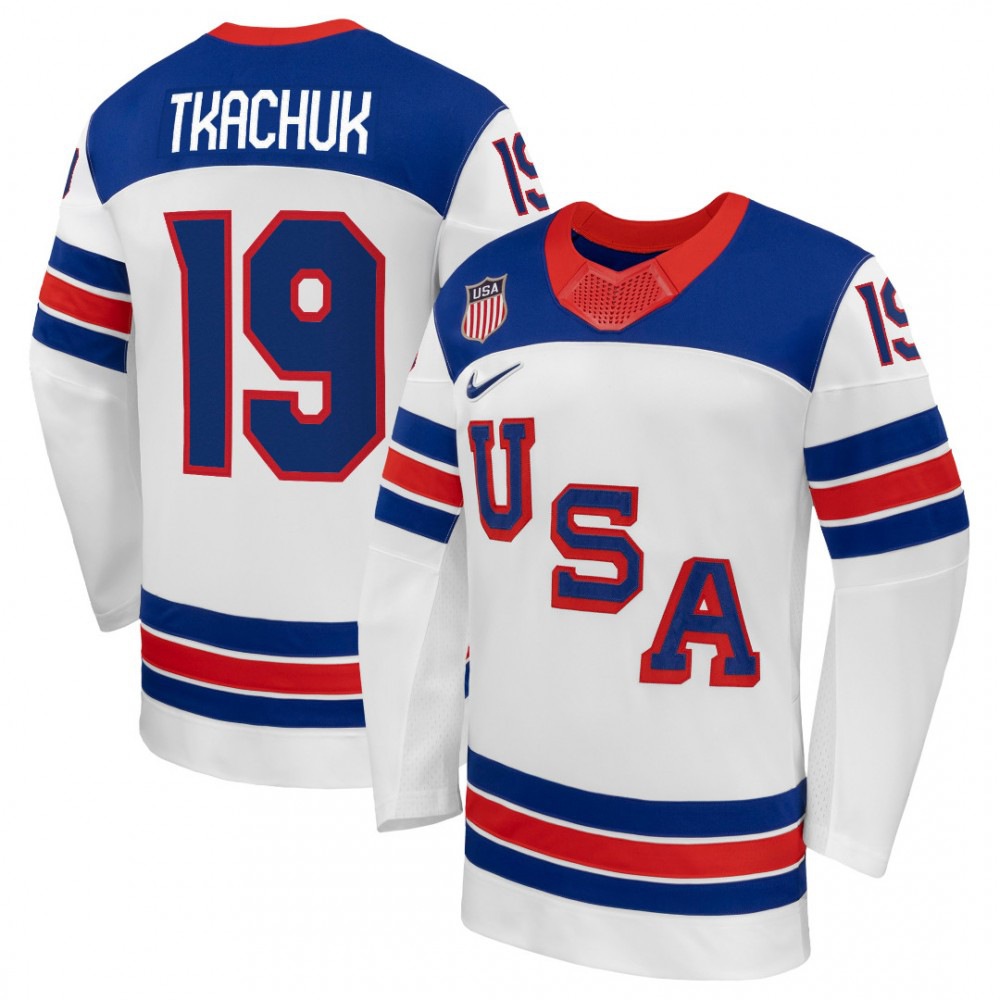 Matthew Tkachuk USA Hockey Olympic 2026 White Away Replica Jersey-Pro Kit Vault | Brand New 26/27 Sports Jerseys